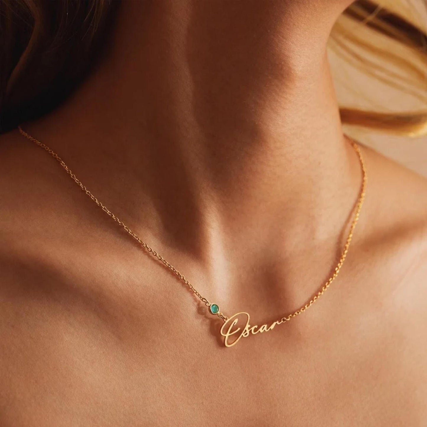 Personalized Dainty Name Necklace with Birthstone