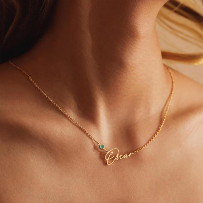 Personalized Dainty Name Necklace with Birthstone