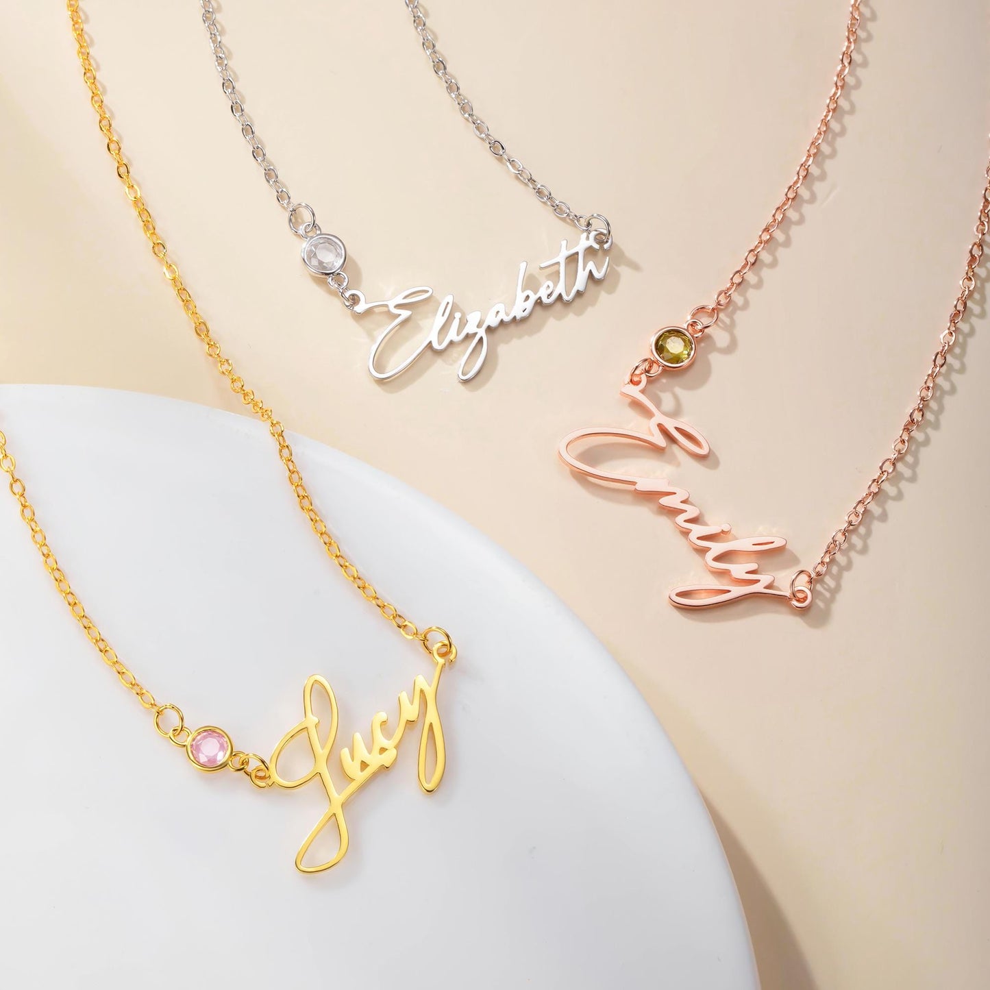 Personalized Dainty Name Necklace with Birthstone