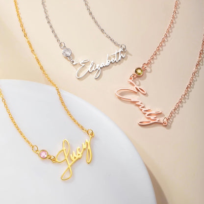 Personalized Dainty Name Necklace with Birthstone