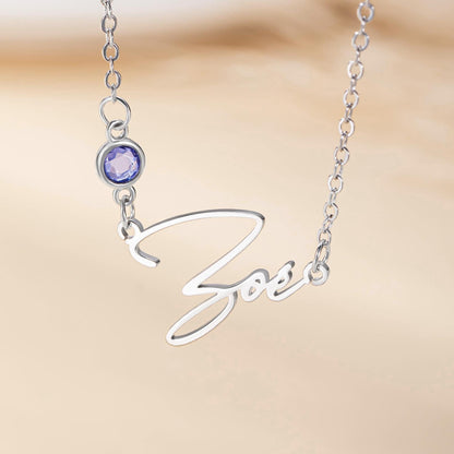 Personalized Dainty Name Necklace with Birthstone