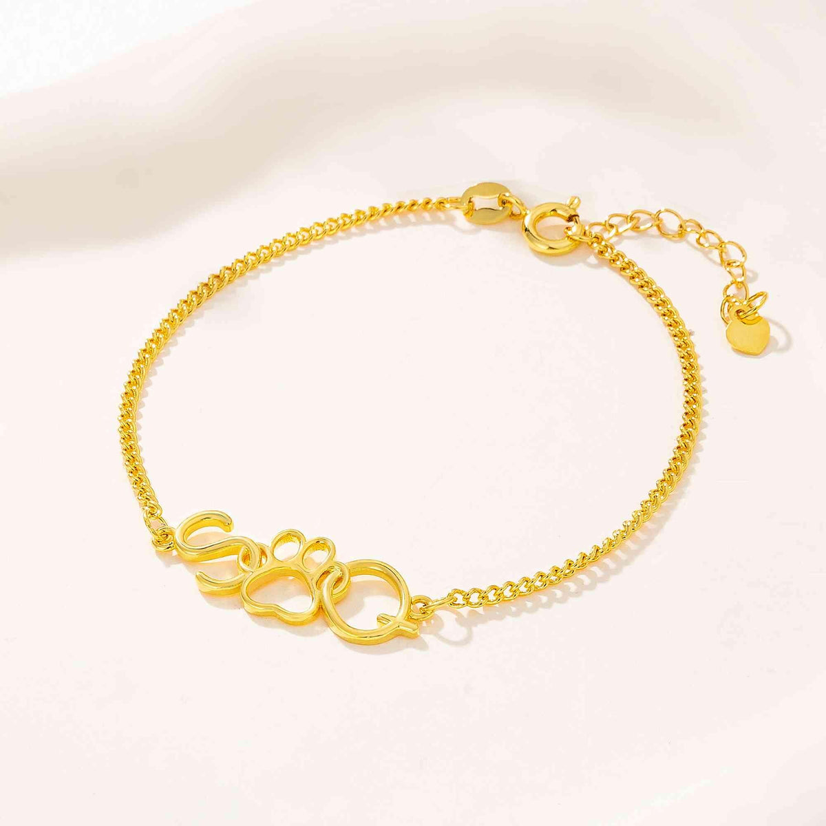 Double Interlocking Initials Bracelet with Heart or Paw