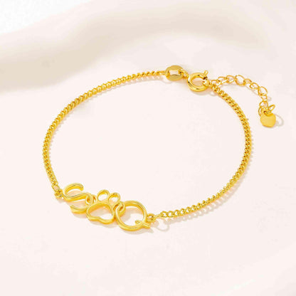 Double Interlocking Initials Bracelet with Heart or Paw