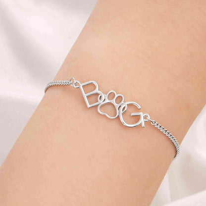 Double Interlocking Initials Bracelet with Heart or Paw