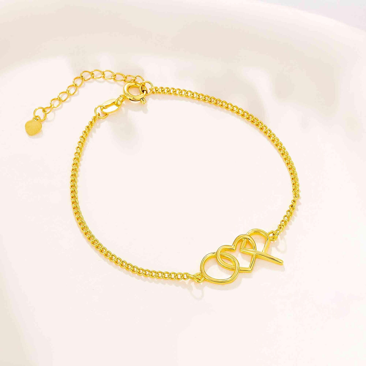 Double Interlocking Initials Bracelet with Heart or Paw