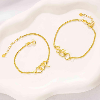 Double Interlocking Initials Bracelet with Heart or Paw