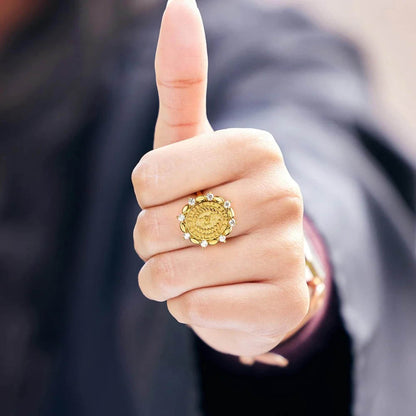 Personalized Initials Graduation Signet Ring with Birthstone