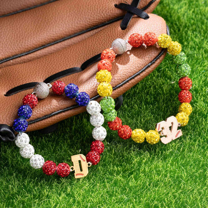 Personalized Rhinestone Beaded Baseball Bracelet