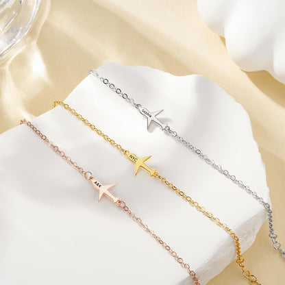 Custom Engraved Airplane Charm Bracelet