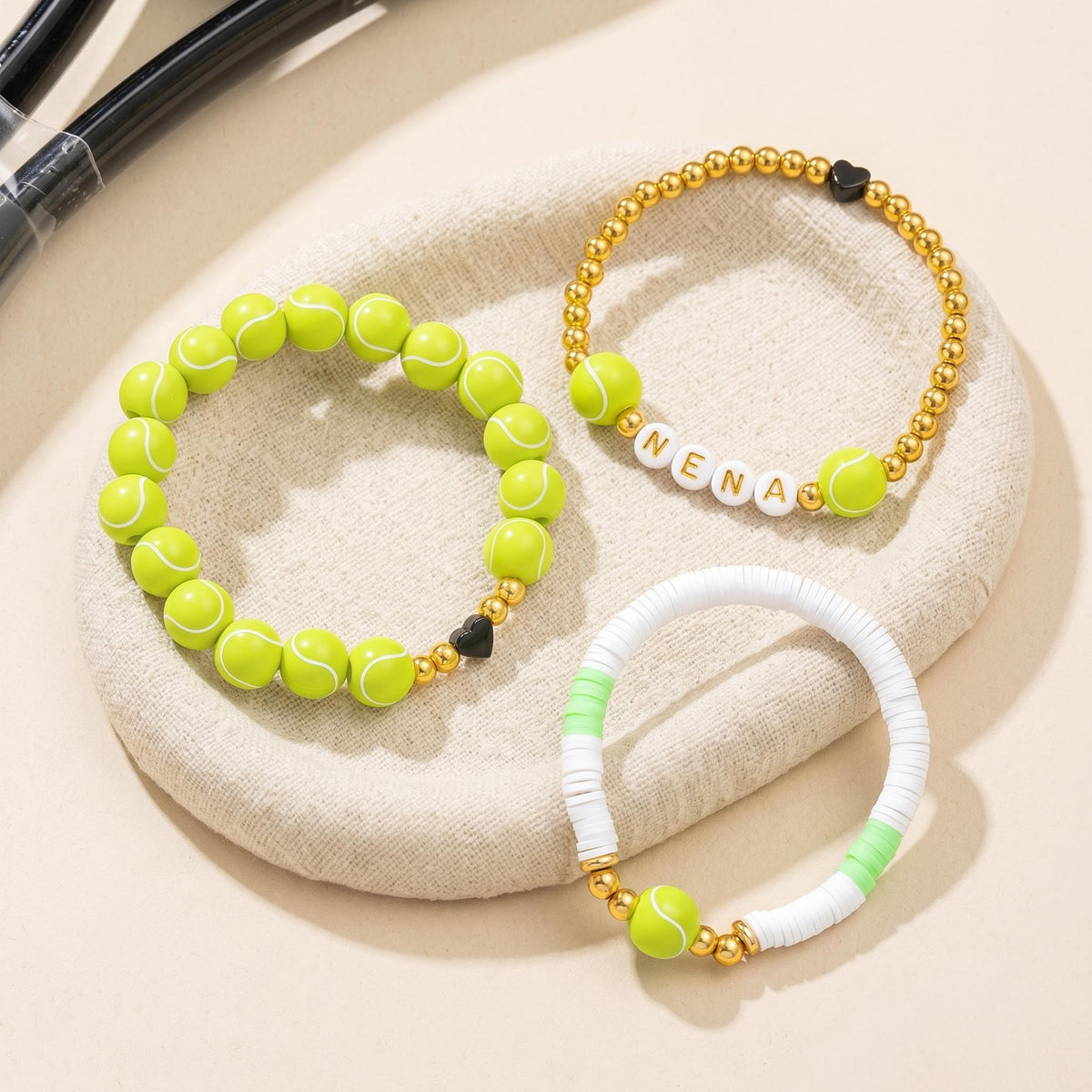 Set of 3 Personalized Tennis Ball Bracelets