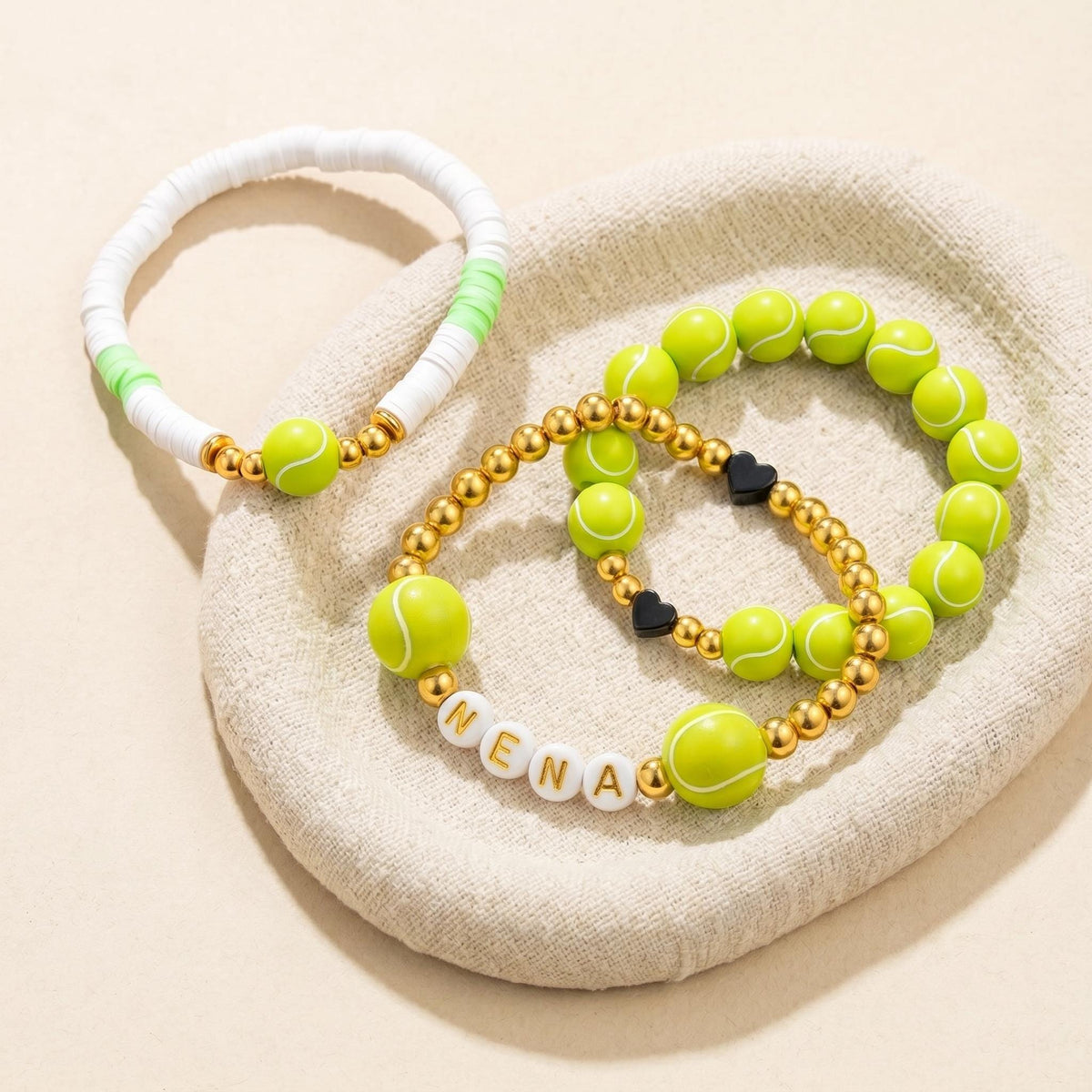 Set of 3 Personalized Tennis Ball Bracelets