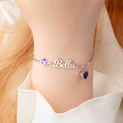 Birth Flower Bracelet with Heart Birthstone & Initial