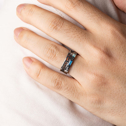 Engraved Cross Ring with Baguette Birthstones
