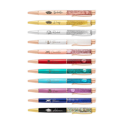 Custom Name Graduation Cap Glitter Gel Pens, Set of 2