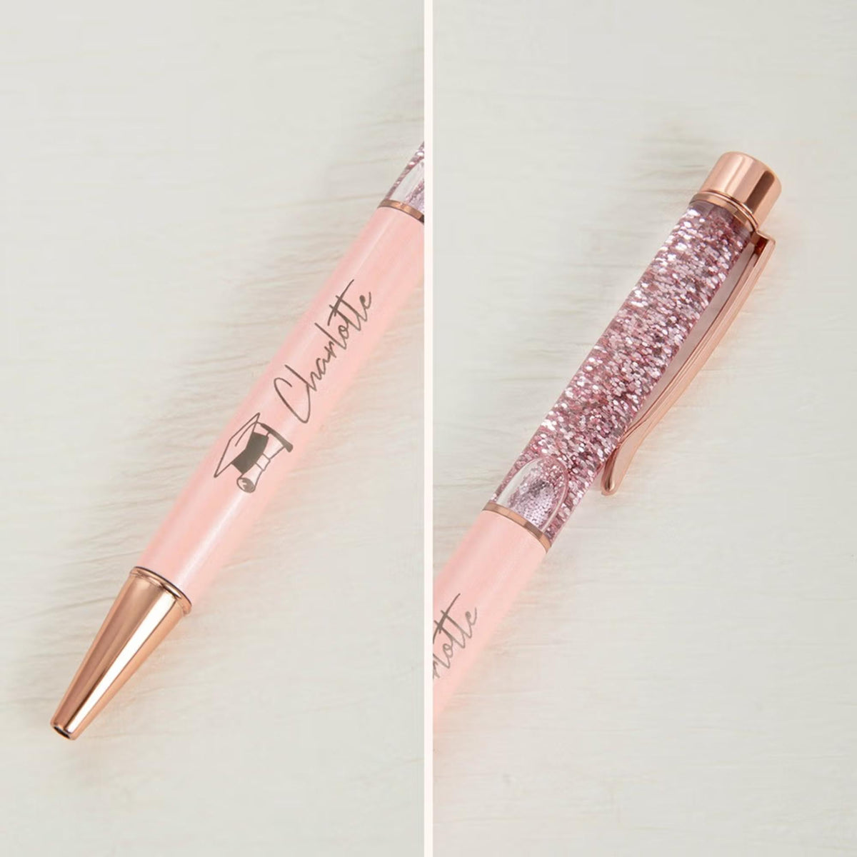 Custom Name Graduation Cap Glitter Gel Pens, Set of 2