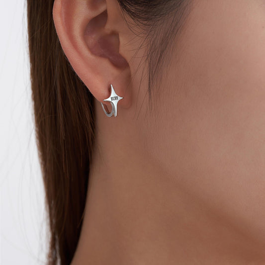 Personalized Name Star Huggie Earrings