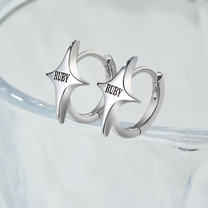 Personalized Name Star Huggie Earrings