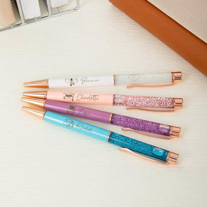 Custom Name Graduation Cap Glitter Gel Pens, Set of 2