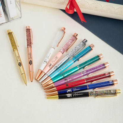 Custom Name Graduation Cap Glitter Gel Pens, Set of 2