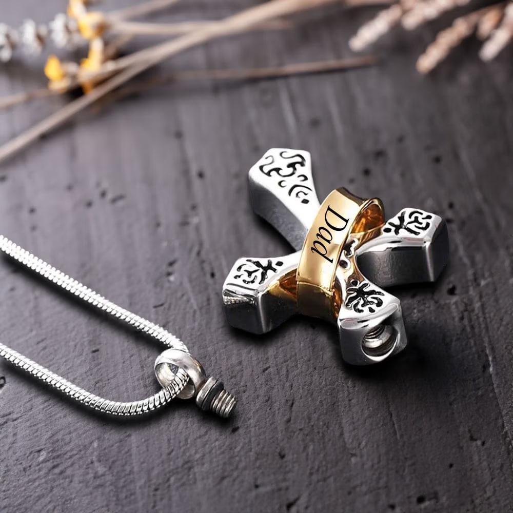 Custom Cross Urn Necklace for Ashes