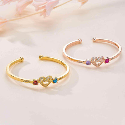 Love Knot Bangle with Names & Birthstones