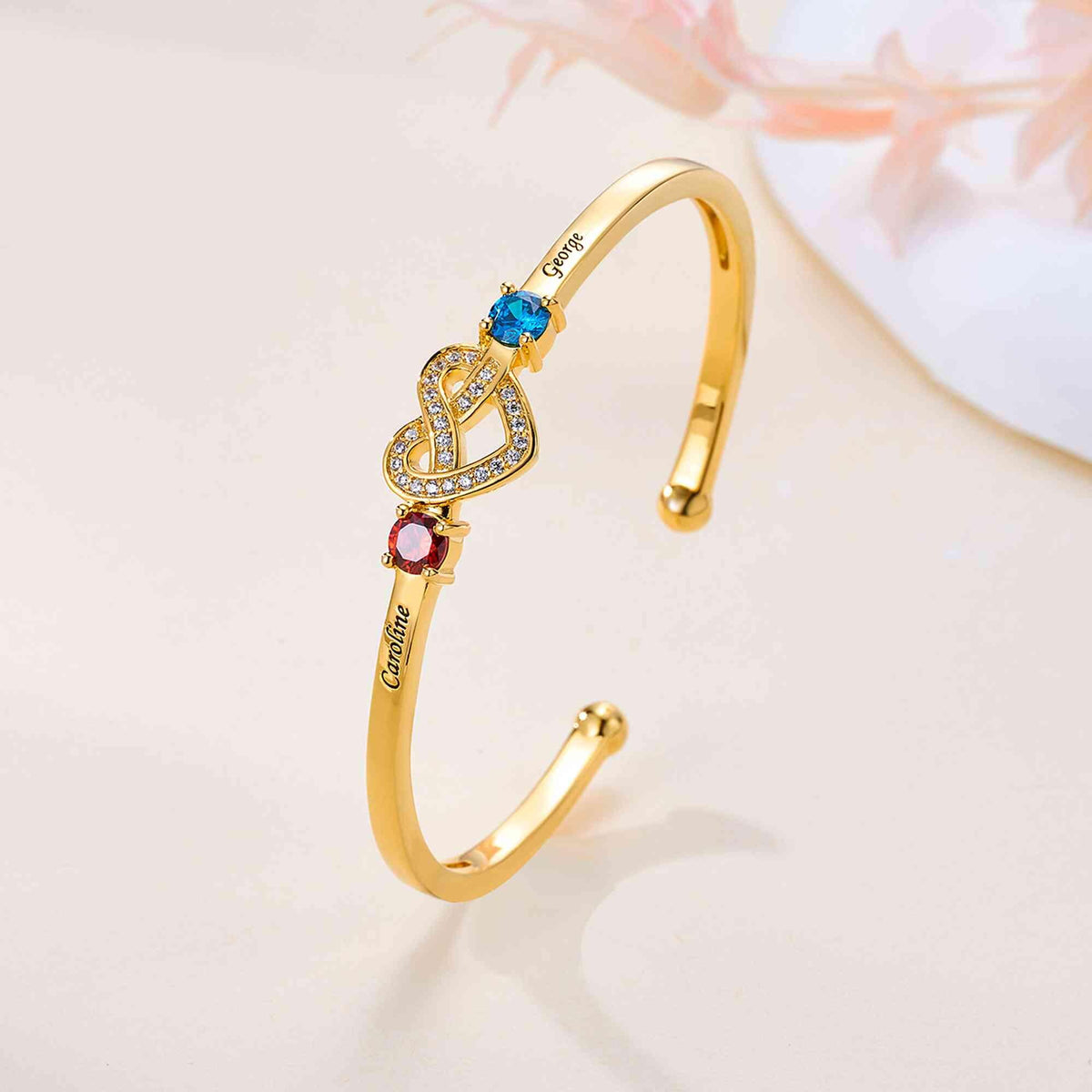 Love Knot Bangle with Names & Birthstones