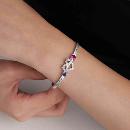 Love Knot Bangle with Names & Birthstones