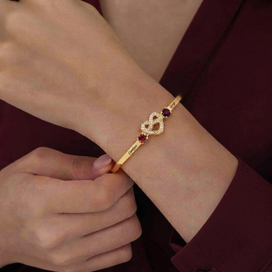 Love Knot Bangle with Names & Birthstones