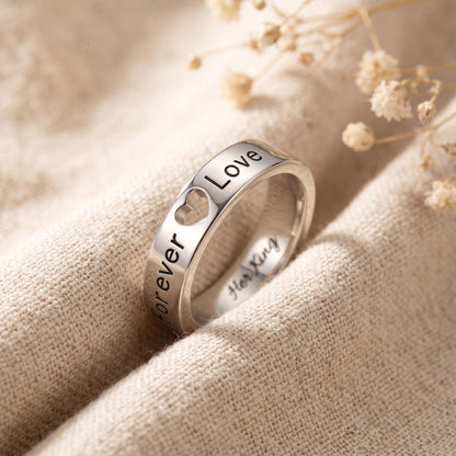 Personalized Couple Rings with Heart Birthstone