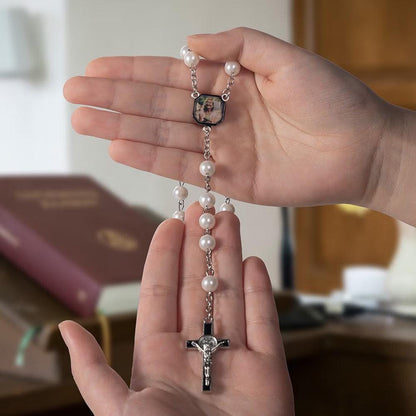 Hidden Photo Beaded Rosary Necklace