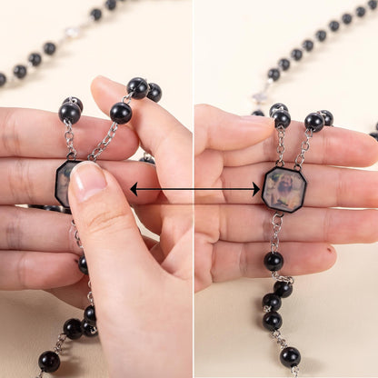 Hidden Photo Beaded Rosary Necklace