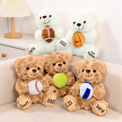 Custom Name Sports Teddy Bear Plush