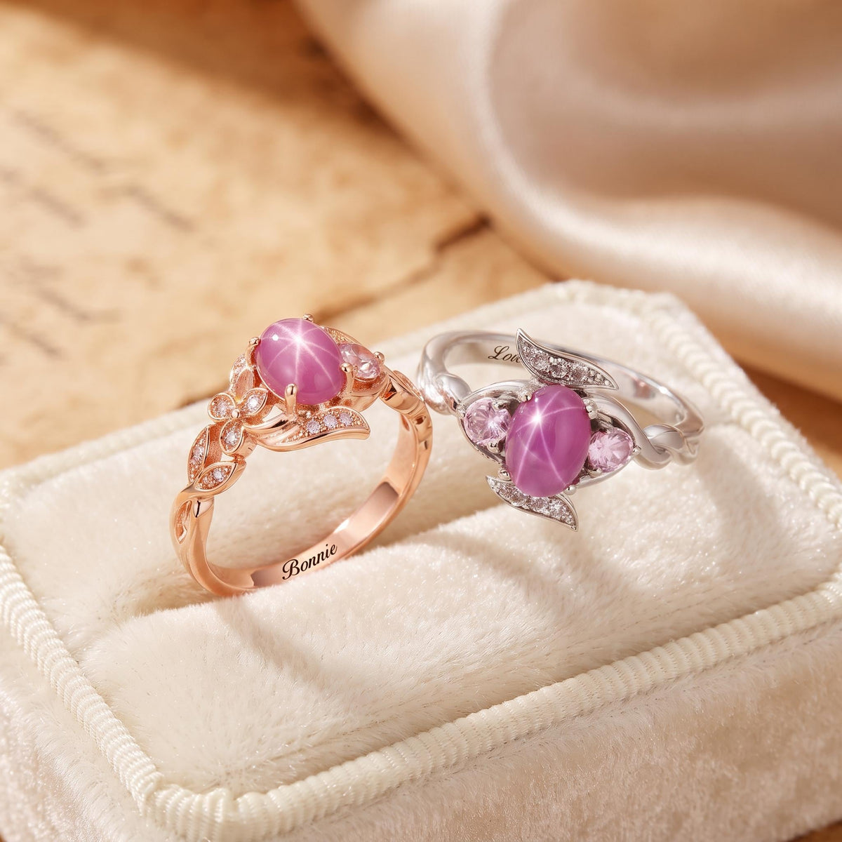 Personalized Engraved Pink Star Ring