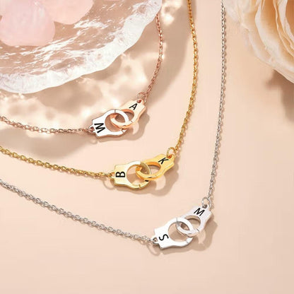 Mini Handcuff Necklace with Double Initials