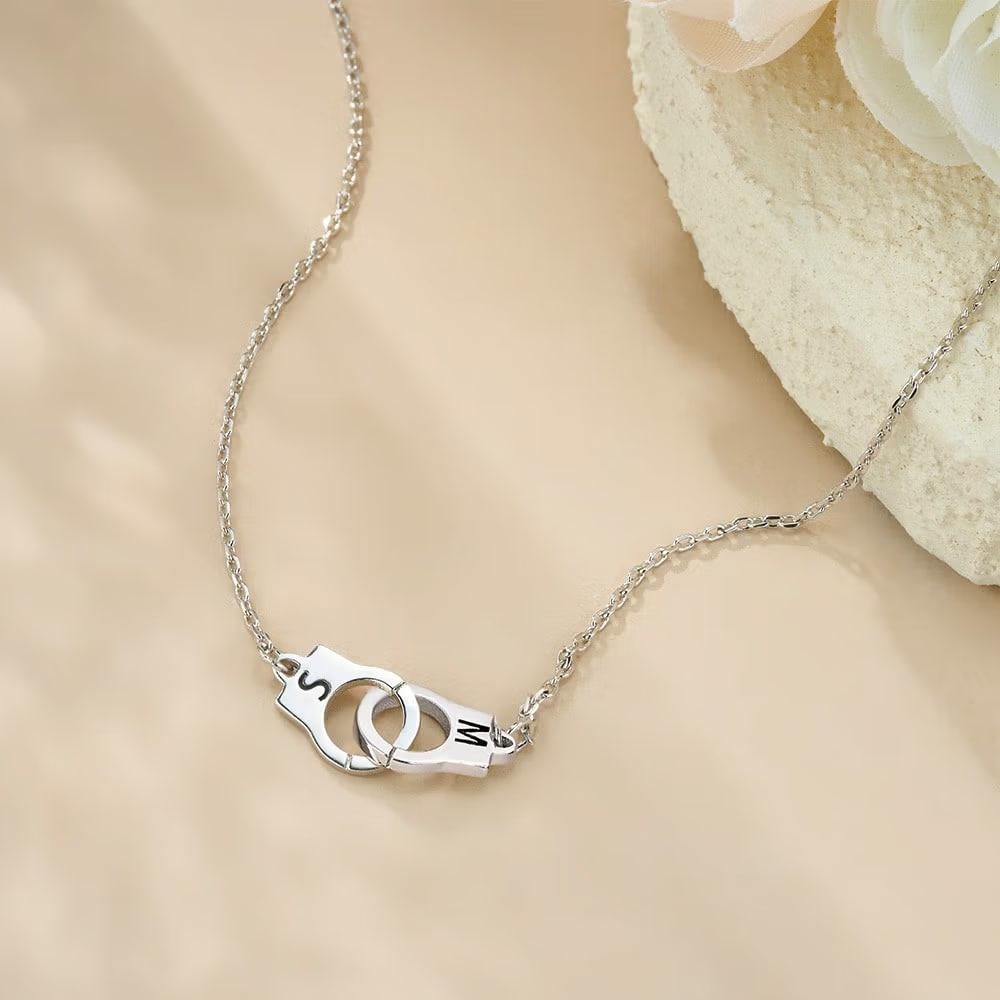 Mini Handcuff Necklace with Double Initials