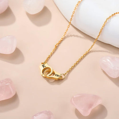 Mini Handcuff Necklace with Double Initials