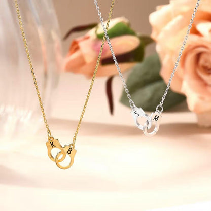 Mini Handcuff Necklace with Double Initials