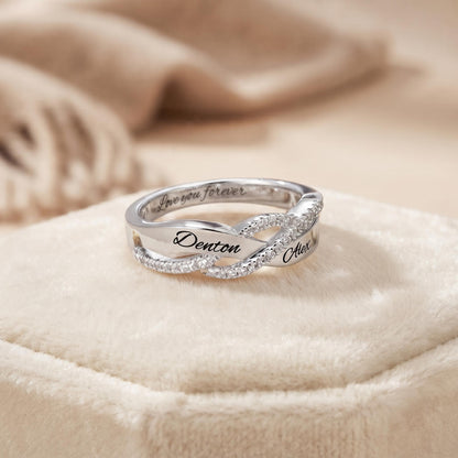 Engraved Name Sterling Silver Twisted Ring