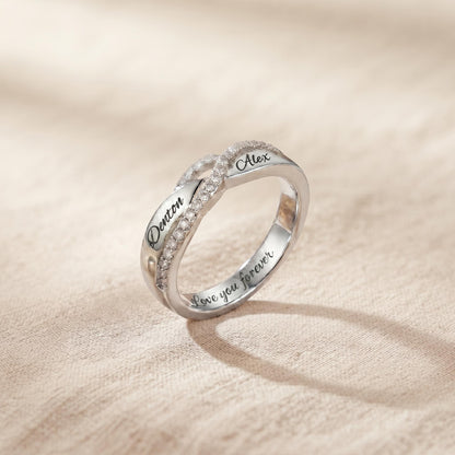 Engraved Name Sterling Silver Twisted Ring