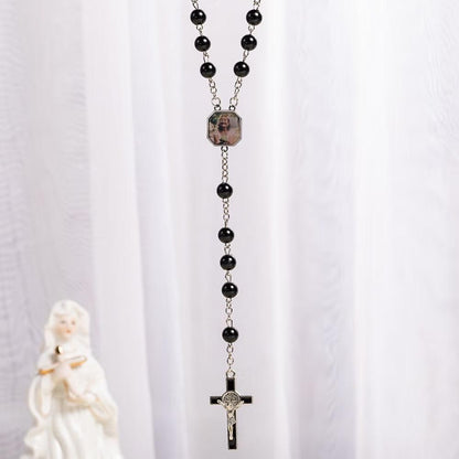 Hidden Photo Beaded Rosary Necklace