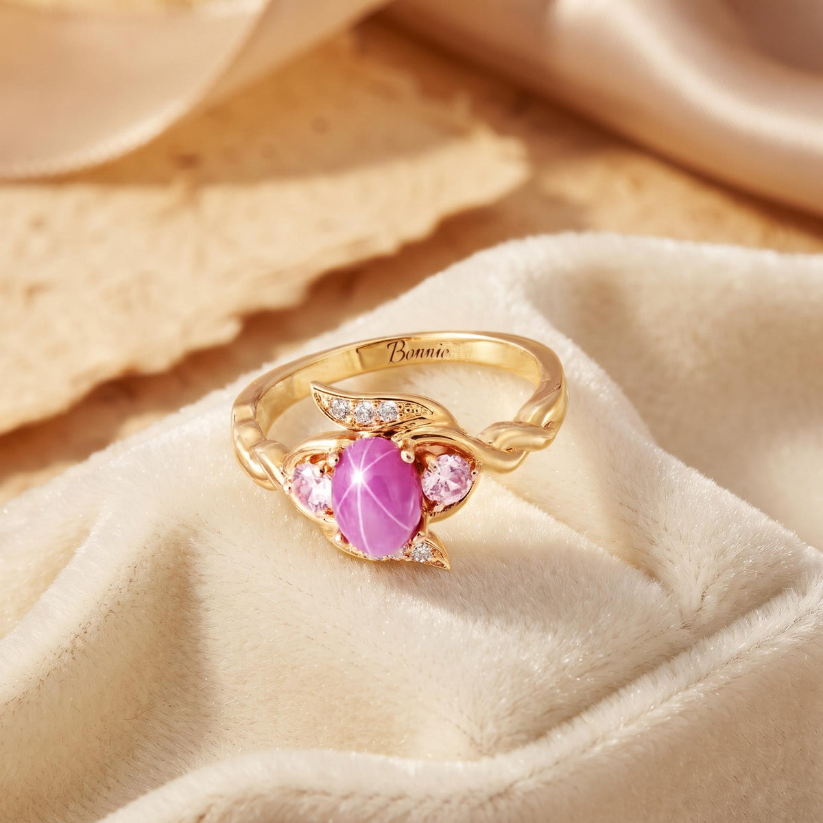 Personalized Engraved Pink Star Ring