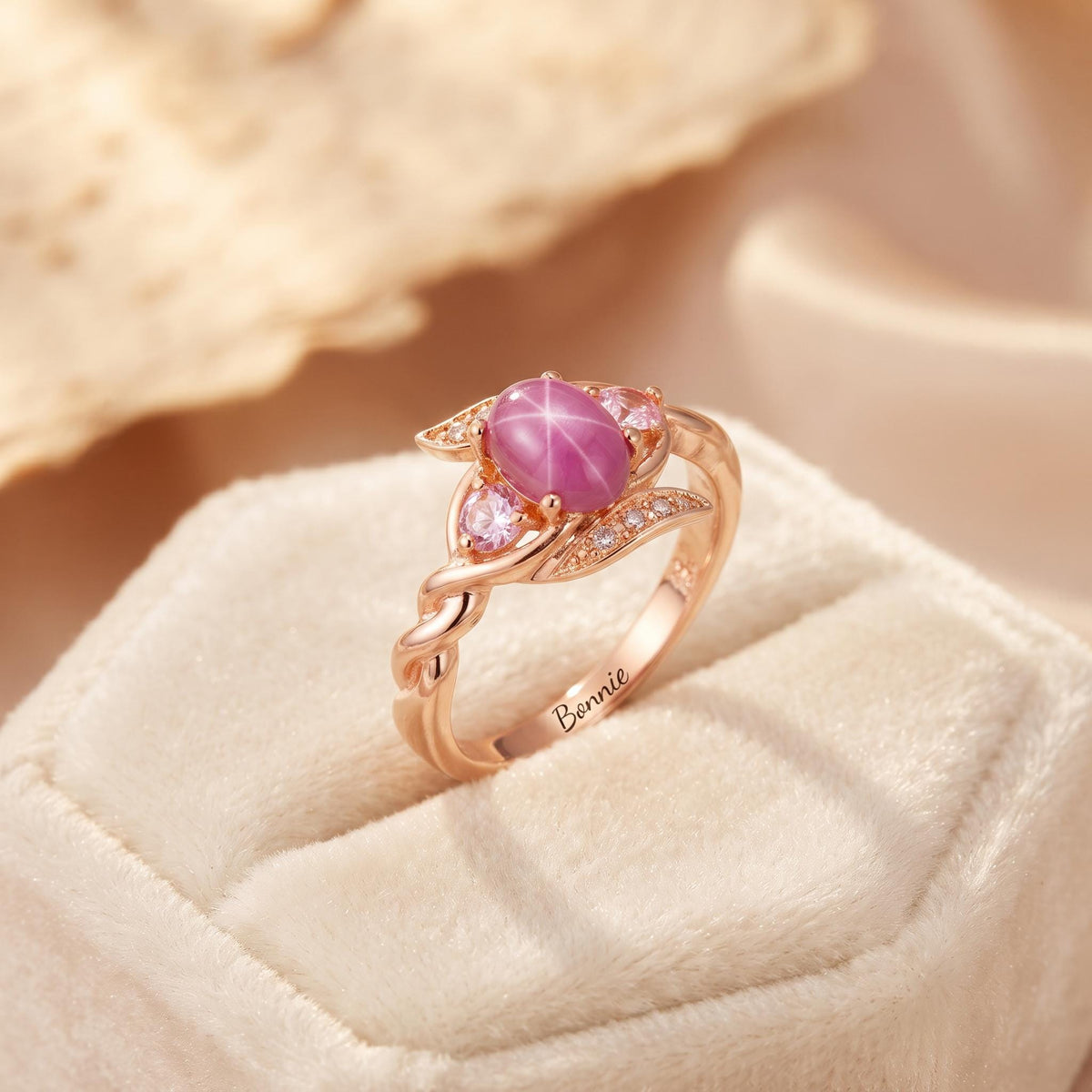 Personalized Engraved Pink Star Ring
