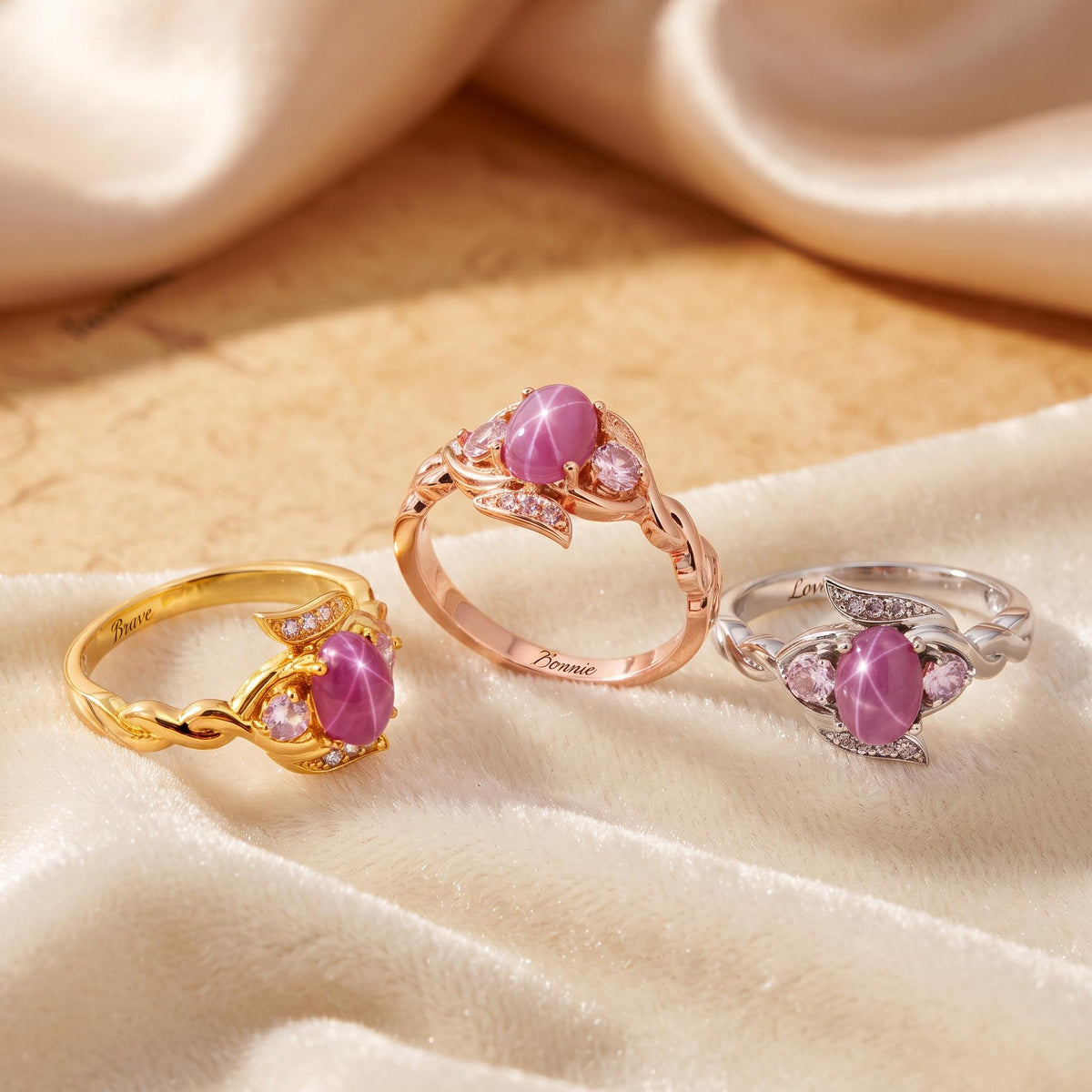 Personalized Engraved Pink Star Ring