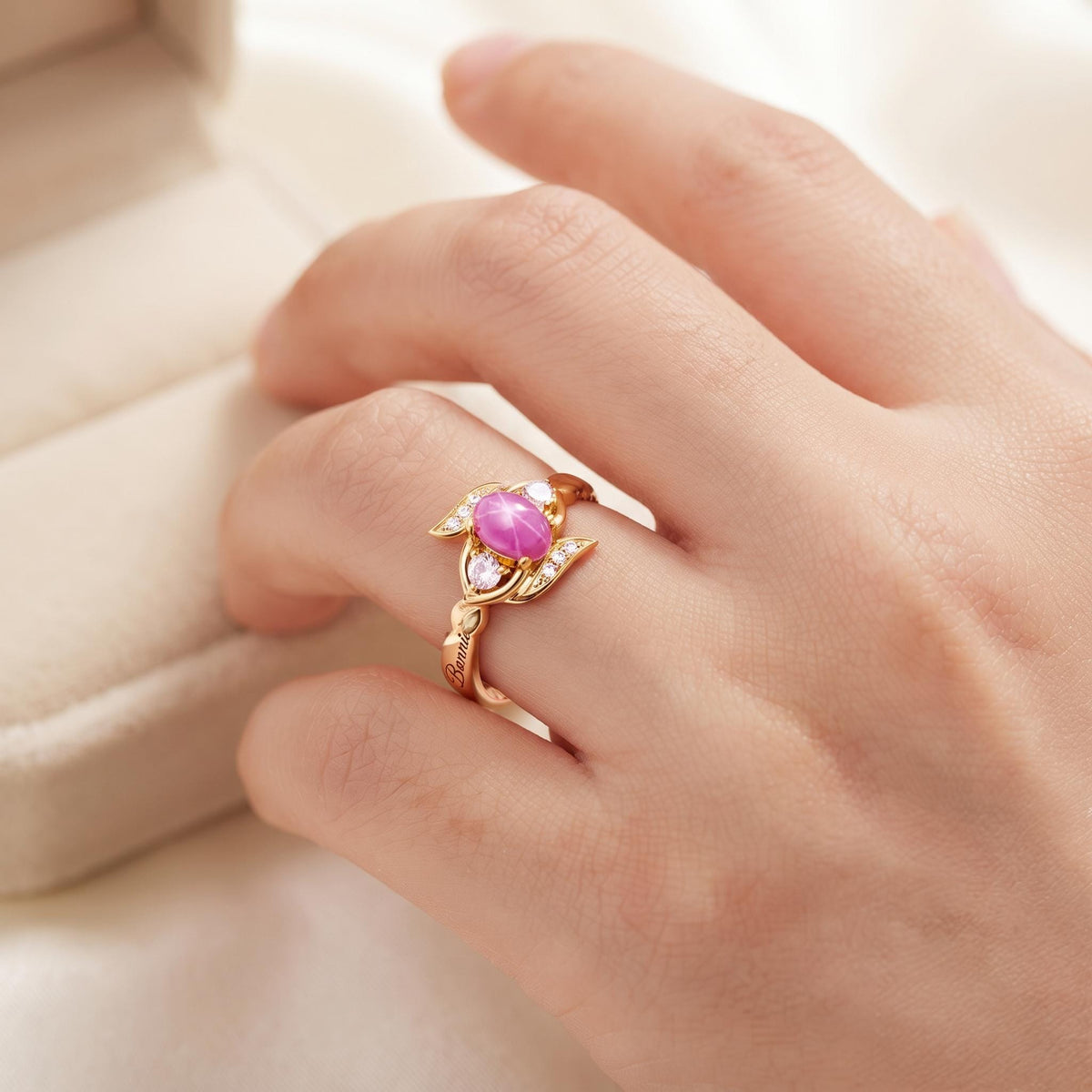 Personalized Engraved Pink Star Ring