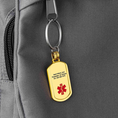Custom Engraved Medical Alert Dog Tag Keychain