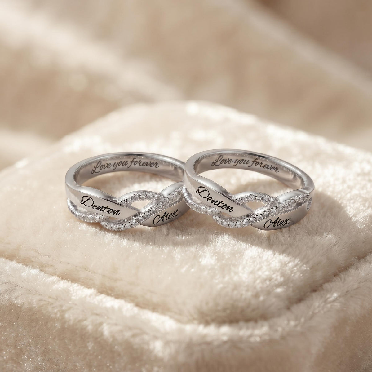 Engraved Name Sterling Silver Twisted Ring
