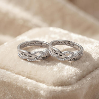 Engraved Name Sterling Silver Twisted Ring