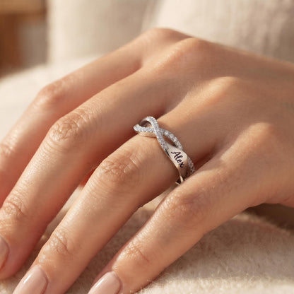 Engraved Name Sterling Silver Twisted Ring
