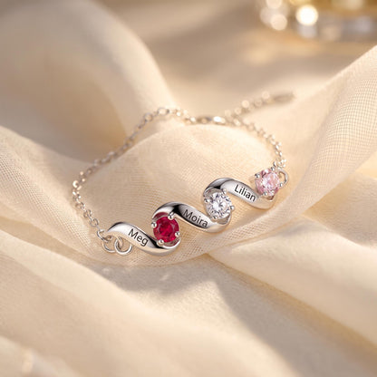 Birthstone Family Bracelet with 1-6 Names