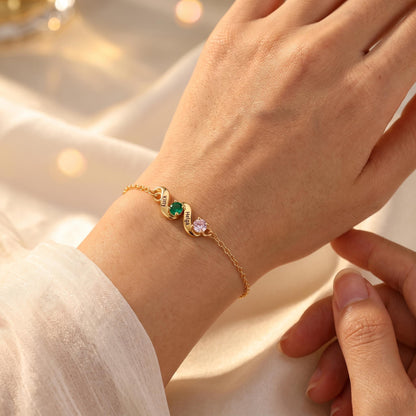 Birthstone Family Bracelet with 1-6 Names